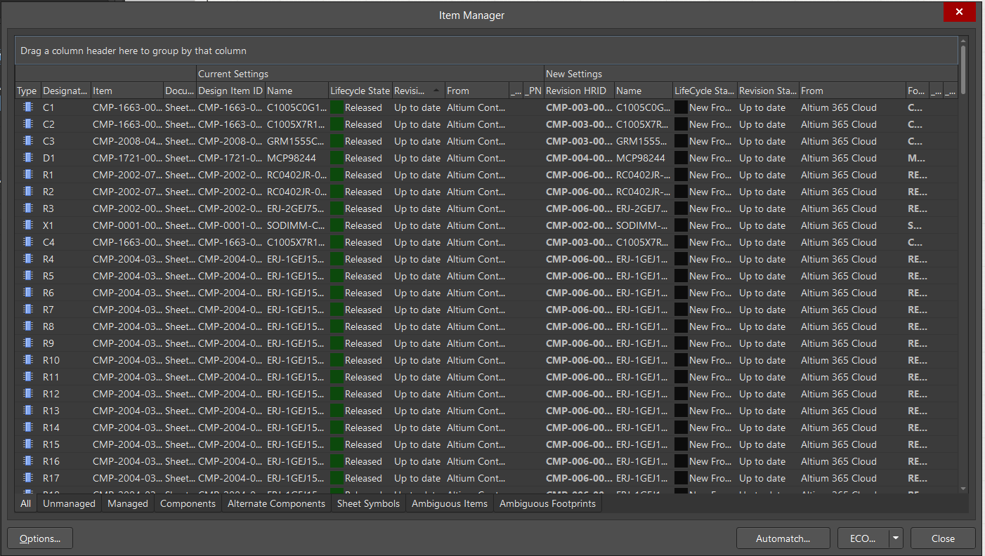 Successful search of the components on Altium&nbsp;365