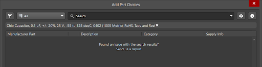 The Add Part Choices dialog